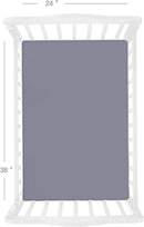 4-Pack Fitted Mini Crib Sheets for Boys and Girls - Breathable, Soft Microfiber Baby Sheets in Grey, Navy and White by TinyTreasures Baby Boutique