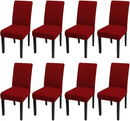 JQinHome 8 Pcs Dining Chair Slipcover,High Stretch Removable Washable Chair Seat Protector Cover for Home Party Hotel Wedding Ceremony (Red) by CozyNest Decor