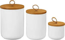 Ceramic Storage Jars, Modern Elegant Polished Airtight Gorgeous Storage Canisters with Wooden Lid Small Food Stroage Jar for Kitchen Spice Tea Vanilla Sugar Coffee Beans (3Pcs Suit White) by CozyNest Decor