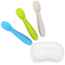 WeeSprout Baby Spoons for Self Feeding 6 Months +, Soft & Durable Silicone Utensils for Sensitive Gums & Teeth, Easy Grip Handles & Shorter Length for Little Hands, 3 Pack + Carrying Case by TinyTreasures Baby Boutique