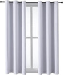 ChrisDowa Grommet Room Darkening Curtains for Bedroom and Living Room - 2 Panels Set Thermal Insulated Blackout Curtains (Greyish White, 38W x 45L) by CozyNest Decor
