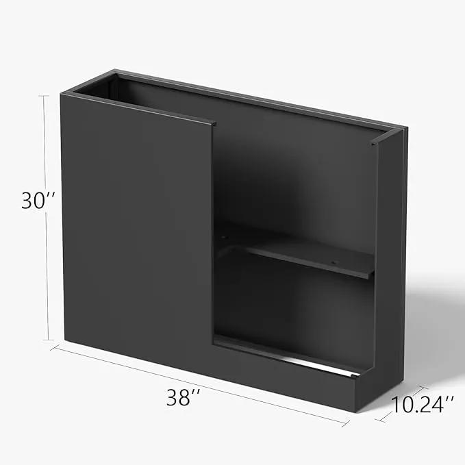 Stoog 38" Metal Tall Rectangular Planter - All-Weather Planter Box for Indoor/Outdoor Use, with Removable Insert Shelf, and Modern Design for Plants, Flowers, Garden, Black, photo 5 of 9