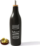 HOMCDALY Ceramic Olive Oil Dispenser for Kitchen, Stoneware 16oz Oil Cruet and Vinegar Bottles Dispenser, Kitchen Dispenser Bottle for EVOO Vinegar Syrups, Modern Farmhouse Design(B-O) by CozyNest Decor