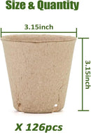 Peat Pot, 126 Packs 3.15 Inch Seed Starting Pots with Drainage Holes Round Nursery Pot, Biodegradable Round Plant Seed Starter Peat Pots Germination Seedling Trays by GreenHaven Gardens