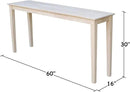 IC International Concepts Extended Length Shaker Console Table, 60" W x 16" D x 30" H Real/Solid Parawood, Kitchen/Dining, 50 Lbs. Wt. Capacity, DIY, Paint/Stain In Any Color, Unfinished by CozyNest Decor