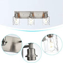 BONLICHT Bathroom Vanity Light Fixtures 3 Lights Modern Wall Sconce Brushed Nickel with Metal Base and Hammered Glass Shade, Industrial Farmhouse Bath Wall Lights for Hallway Kitchen Bedroom by CozyNest Decor