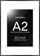 Homeforia A2 Picture Frame Black, High End Metal 16.5 x 23.5 inch Poster Frames with Mat 11.7 x 16.5 for Photo, A2 Size Frames Matted to A3 Print, 16.5 by 23.4 Hanging Frames, Tempered Glass, Set of 1 by CozyNest Decor