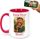 Personalized Coffee Mug, Custom Photo Caricature Gift, Funny Customized Coffee Gift for Men & Women, Custom Mugs with Pictures, Red 15oz Customized Ceramic Tea Cup by TinyTreasures Baby Boutique