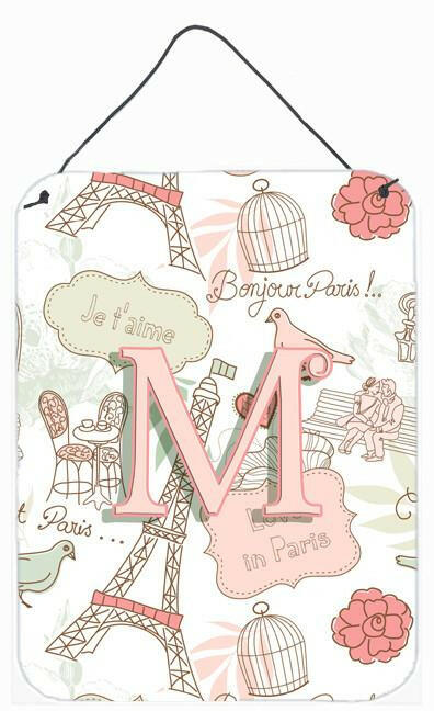 Letter M Love in Paris Pink Wall or Door Hanging Prints CJ2002-MDS1216