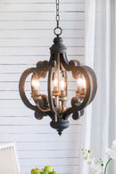 Farmhouse Chandelier, 6 Light Wood Chandelier Pendant Light Fixture With Adjustable Chain For Dining Room Living Room Entryway, Bulb Not Included by HouseOfZazla