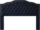 24KF Upholstered Button Tufted Queen Headboard with Nailhead Trim, Elegant Boucle Fabric Full headboard, 6031-Q-Boucle-Navy by CozyNest Decor