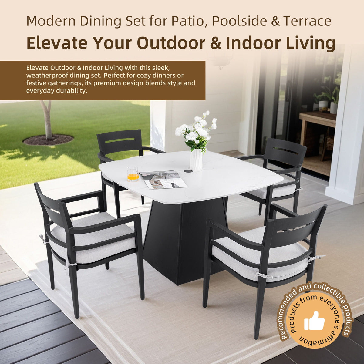 Outdoor Patio Dining Set, Squircle Dining Table, Dining Chairs With Sunbrella Cushions, photo 20 of 40