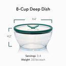 Anyday 8-Cup Glass Food Storage with Glass Lid, Round Deep Dish | Plastic-Free Meal Prep & Microwave Cookware | Stackable Airtight Storage Container with Vented Lid for Microwave-Safe Reheating by TinyTreasures Baby Boutique