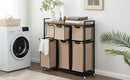 Laundry Basket Organizer, Hampers for Laundry 6 Compartments, Laundry Hamper with 6 Sliding Laundry Sorter Bags, Top Storage Shelf, and Metal Frame (6 Compartments) by CozyNest Decor