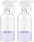 2 Pack Glass Spray Bottles with Silicone Sleeve, 16 oz Empty Refillable Containers with Adjustable Spray Nozzles, Spray Bottles for Hair, Cleaning Solutions and Plants Purple by GreenHaven Gardens