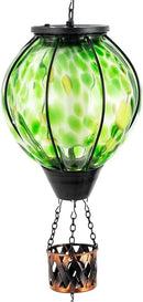 Solar Hot Air Balloon Lantern with Flame Flickering,Glass Hot Air Balloon Solar Lantern Outdoor Waterproof Hanging Outdoor Light for Patio Yard Garden Decor,Mother Day Gifts for Women(Green) by GreenHaven Gardens