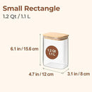 ComSaf 1.2 Qt Rectangle Glass Storage Containers with Lids, Glass Jars with Bamboo Lids, Clear Food Storage Jar, Sugar Coffee Containers, Pantry Container for Pasta Tea Candy Nut by CozyNest Decor