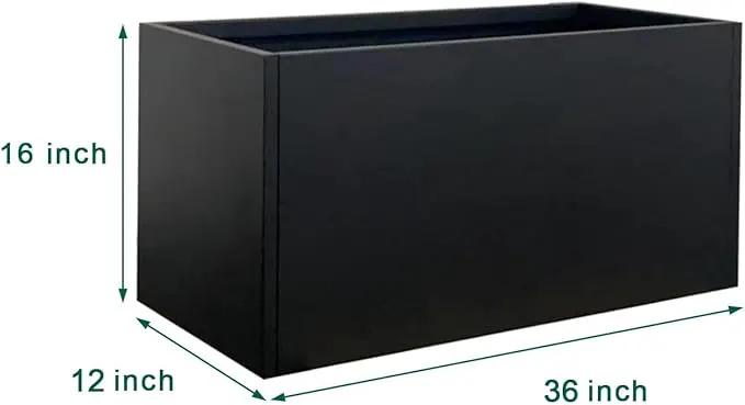 Black Planter Box Galvanized Steel Metal Planter Rectangular Indoor Large Outdoor Planters Steel Metallic Heavy Flower Pot 36In x 12In x 16In Commercial Residential for Patio, Deck, Backyard, Garden, photo 7 of 8