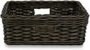 The Basket Lady Rectangular Low Wicker Storage Basket, Medium, 16 in L x 12 in W x 6 in H, Antique Walnut Brown by GreenHaven Gardens