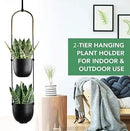 Modern Metal Hanging Planter for Indoor Outdoor Plants with Hook 2 Tier Boho Wall and Ceiling Flower Pots Baskets Holder Home Office Decor(Black) by GreenHaven Gardens