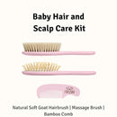 Baby Hair Brush Set for Newborns - Baby Brush and Comb Set - Ultra Soft Goat Hair Bristles, Perfect for Cradle Cap, Newborn Showers & Registries Gift, Comb Brush for Girls & Boys (Rosa) by TinyTreasures Baby Boutique