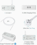 Ultra Thin 5FT Flat Extension Cord, TESSAN Surge Protector Flat Plug Power Strip, 4 Wide Spaced AC Outlets 3 USB A, 900 Joules Protection, Suitable for Home Office Dorm by TinyTreasures Baby Boutique