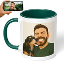 Personalized Coffee Mug, Custom Drawing Portrait Gift, Funny Customized Coffee Gift for Men & Women, Custom Mugs with Pictures, Green 11oz Father's Day Mug by TinyTreasures Baby Boutique