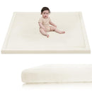 Baby Play Mat for Floor,1.3" Thick Elasti-Foam 50x50 Playpen Mat for Toddlers Infant Kids,Water-Repellent Soft Coral Velvet for Tummy Time,Non-Slip Backing for Crawling,Tatami Style(Cream) by TinyTreasures Baby Boutique