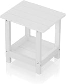 Outdoor Side Table with 2 Layers Storage Small Adirondack Square Side Tables for Outside Weather Resistant Patio End Table for Pool, Backyard, Indoor Companion, Front Porch, White by GreenHaven Gardens
