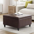 HUIMO Square Leather Storage Ottoman,Ottoman Coffee Table with Storage for Living Room (Brown) by CozyNest Decor