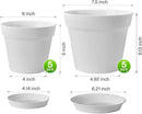 homenote Plant Pots,6/7.5 Inch Flower Pots for Plants Plastic Planters for Indoor with Multiple Drainage Holes and Trays, for All Home Garden Flowers Succulents,Outdoor(White,10 Pack) by CozyNest Decor