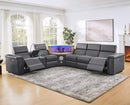 5-Seater Air Leather L-Shaped Powered Recliner Sofa Set with Motorized Lift Cabinet by HouseOfZazla