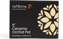 rePotme Orchid Pot - 5 inch Floral Cutout Ceramic Orchid Pot with Holes (Honey Cream Over Copper) - Includes 5 inch Slotted Pot Liner
