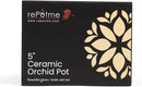 rePotme Orchid Pot - 5 inch Floral Cutout Ceramic Orchid Pot with Holes (Midnight Blue) - Includes Matching 5 inch Slotted Pot Liner by GreenHaven Gardens