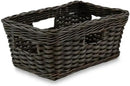 The Basket Lady Rectangular Low Wicker Storage Basket, Small, 12 in L x 8 in W x 5 in H, Antique Walnut Brown by GreenHaven Gardens