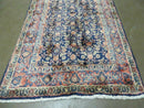 3'7" X 10' Antique Handmade India Floral Oriental Wool Runner Rug Organic Blue