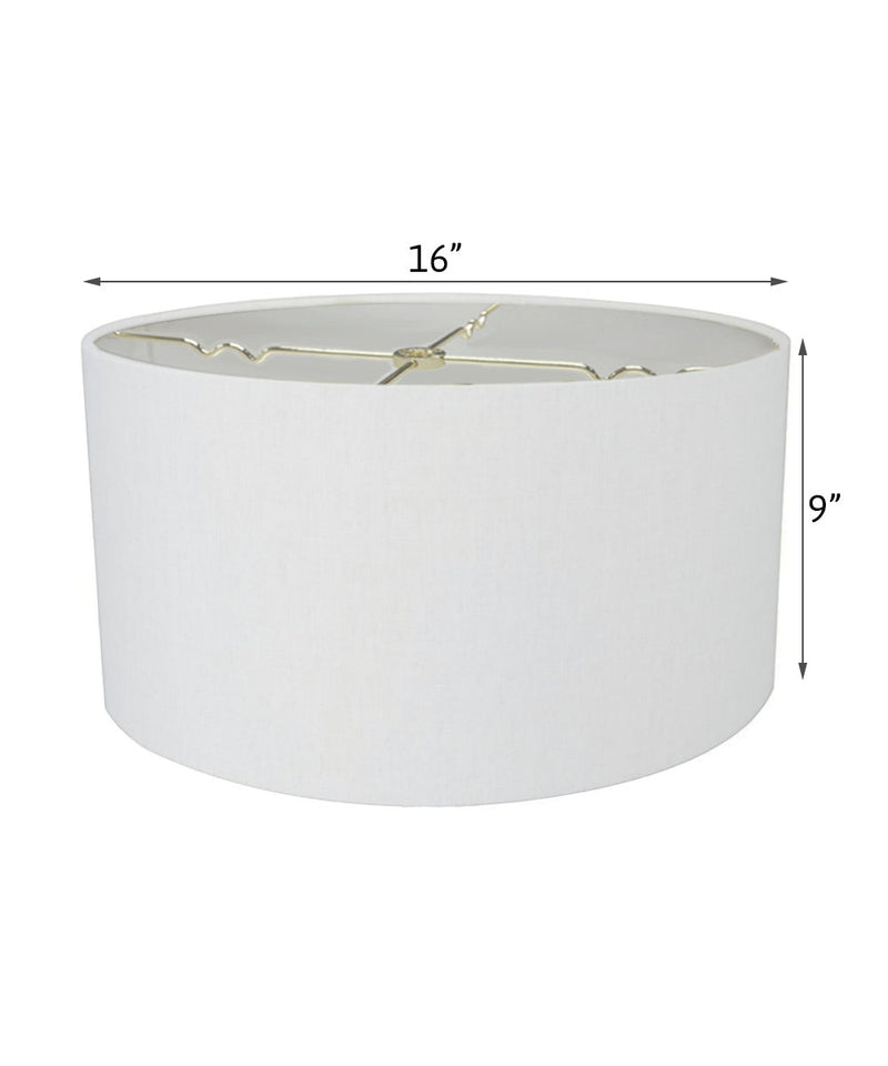 16"W x 9"H White Linen Hardback Shallow Drum Lampshade