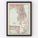 Vintage Map of Florida 1893