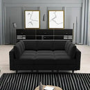 Belffin Modular Sectional Sofa with Ottomans Velvet Reversible Sleeper Chaise Bed Storage Seat Black by CozyNest Decor