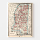 Vintage Map of Mississippi 1893