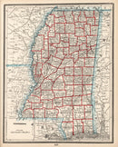Vintage Map of Mississippi 1893