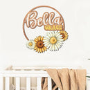 Custom wooden nursery name sign, Boho nursery wood 2 layer, Floral nursery name sign for girls, Daisy Sunflower Baby name signs for nursery, Wood name signs, Baby shower, Nursery decor flower gift/18 by TinyTreasures Baby Boutique