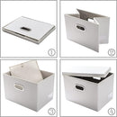 PRANDOM Large Stackable Storage Bins with Lids [5-Pack] Leather Fabric Foldable Storage Boxes Organizer Containers Baskets Cube with Cover for Bedroom Closet Office Nursery White (17.7x11.8x11.8) by TinyTreasures Baby Boutique