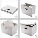 PRANDOM Large Stackable Storage Bins with Lids [5-Pack] Leather Fabric Foldable Storage Boxes Organizer Containers Baskets Cube with Cover for Bedroom Closet Office Nursery White (17.7x11.8x11.8) by CozyNest Decor