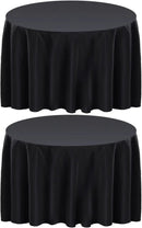 Surmente 132 inch Round Tablecloths -2 Pack Black Round Table Cloths, Polyester Fabric Table Covers for Wedding, Party, Banquet, or Restaurant by CozyNest Decor