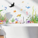 2 Sheets of 12x36 Inch Spring Summer Window Cling Sticker Fish, Plants, Aquatic Theme Window Stickers, Spring and Summer Decor, Home, Shop, Party Window, Glass, Wall Display Stickers (Aquatic Theme) by CozyNest Decor