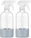 2 Pack Glass Spray Bottles with Silicone Sleeve, 16 oz Empty Refillable Containers with Adjustable Spray Nozzles, Spray Bottles for Hair, Cleaning Solutions and Plants by GreenHaven Gardens