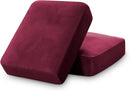 PrinceDeco Stretch Velvet Couch Cushion Covers, Soft Cushion Slipcover for Chair Loveseat Sofa Cushion Furniture Protector Seat Cushion Sofa Cover(Each Width Up to 29.5", Burgundy) by CozyNest Decor