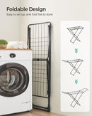 SONGMICS Clothes Drying Rack, Metal Laundry Drying Rack, Foldable, Space-Saving, Free-Standing Airer, with 2 Gullwings, Indoor Outdoor Use, Bed Linen Clothing, Black ULLR540B01 by TinyTreasures Baby Boutique