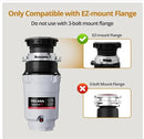 Garbage Disposal, TECASA 1/2 HP Pro Food Waste Coutinuous Feed, Garbage Disposals with Stopper Power Cord, Stainless Steel Grinding System for Kitchen Sink - HyperCrush 50 PRO by CozyNest Decor